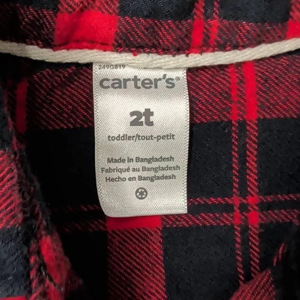 The Notorious B.I.G. upcycled red and black Carters Flannel shirt size 2t